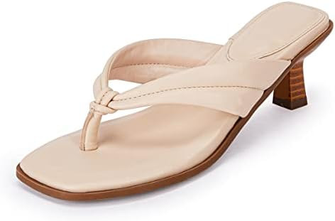 Coutgo Womens Kitten Heel Thong Sandals Flip Flops Slip On Square Open Toe Slippers Low Stacked H... | Amazon (US)