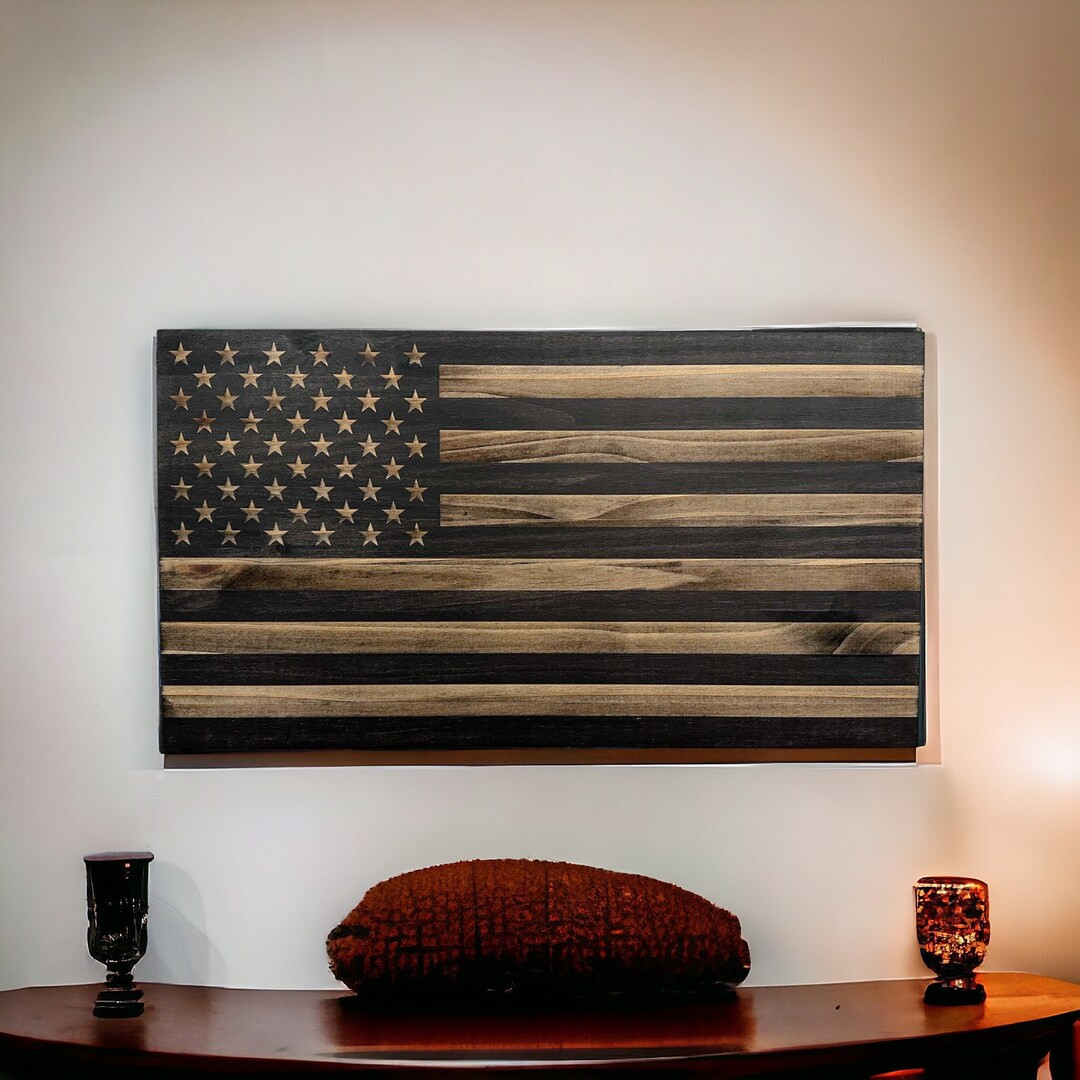 Handmade Wooden American Flag: Laser Engraved - Etsy | Etsy (US)