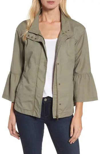 Women's Caslon Flare Sleeve Utility Jacket, Size X-Large - Green | Nordstrom