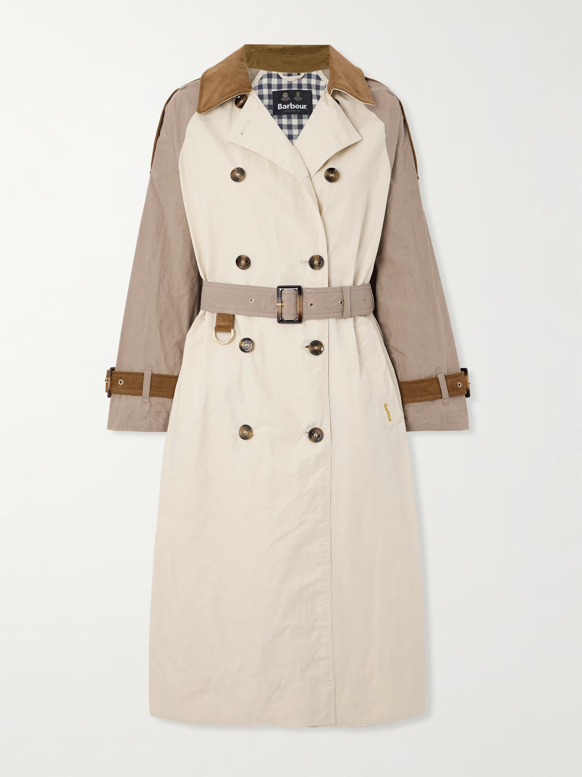 Ingleby double-breasted belted corduroy-trimmed cotton-canvas trench coat | NET-A-PORTER (US)