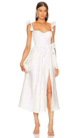 Vera Bustier Midi Dress in White Baroque Floral | Revolve Clothing (Global)
