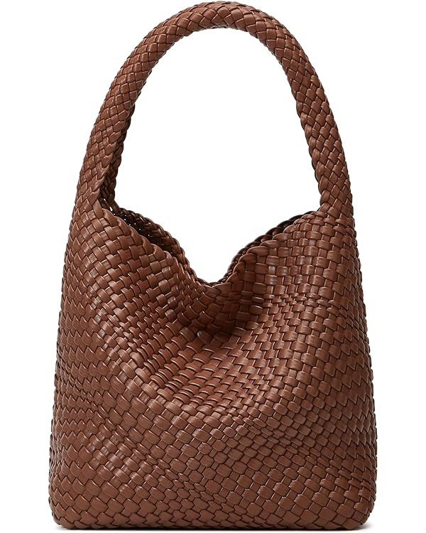 Woven Tote Bag for Women: Vegan Leather Shoulder Purse - Underarm Hobo Bag - Summer Beach Tote fo... | Amazon (US)
