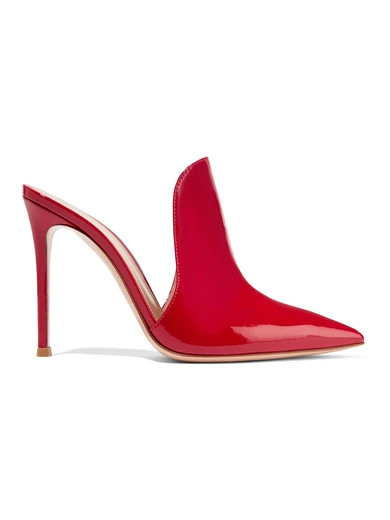 Gianvito Rossi - Aramis Patent-leather Mules - Red | NET-A-PORTER (UK & EU)