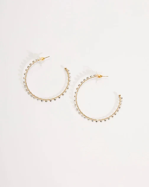 Rafaela Beaded Hoop Earrings - Silver Gold | VICI