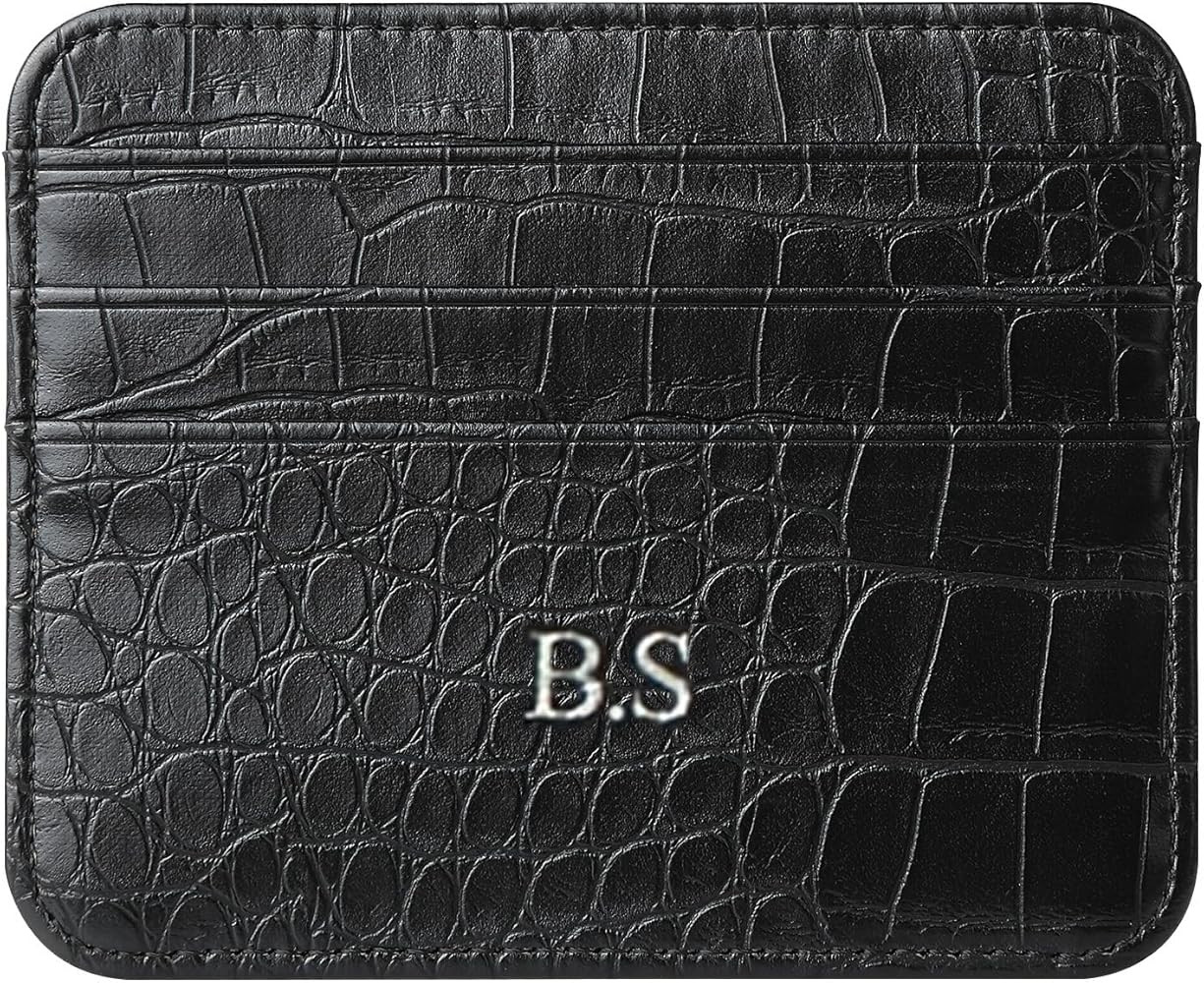 Personalized Credit Card Holder Wallet for women, Custom Gold Silver Initial letters Cute PU Leat... | Amazon (US)
