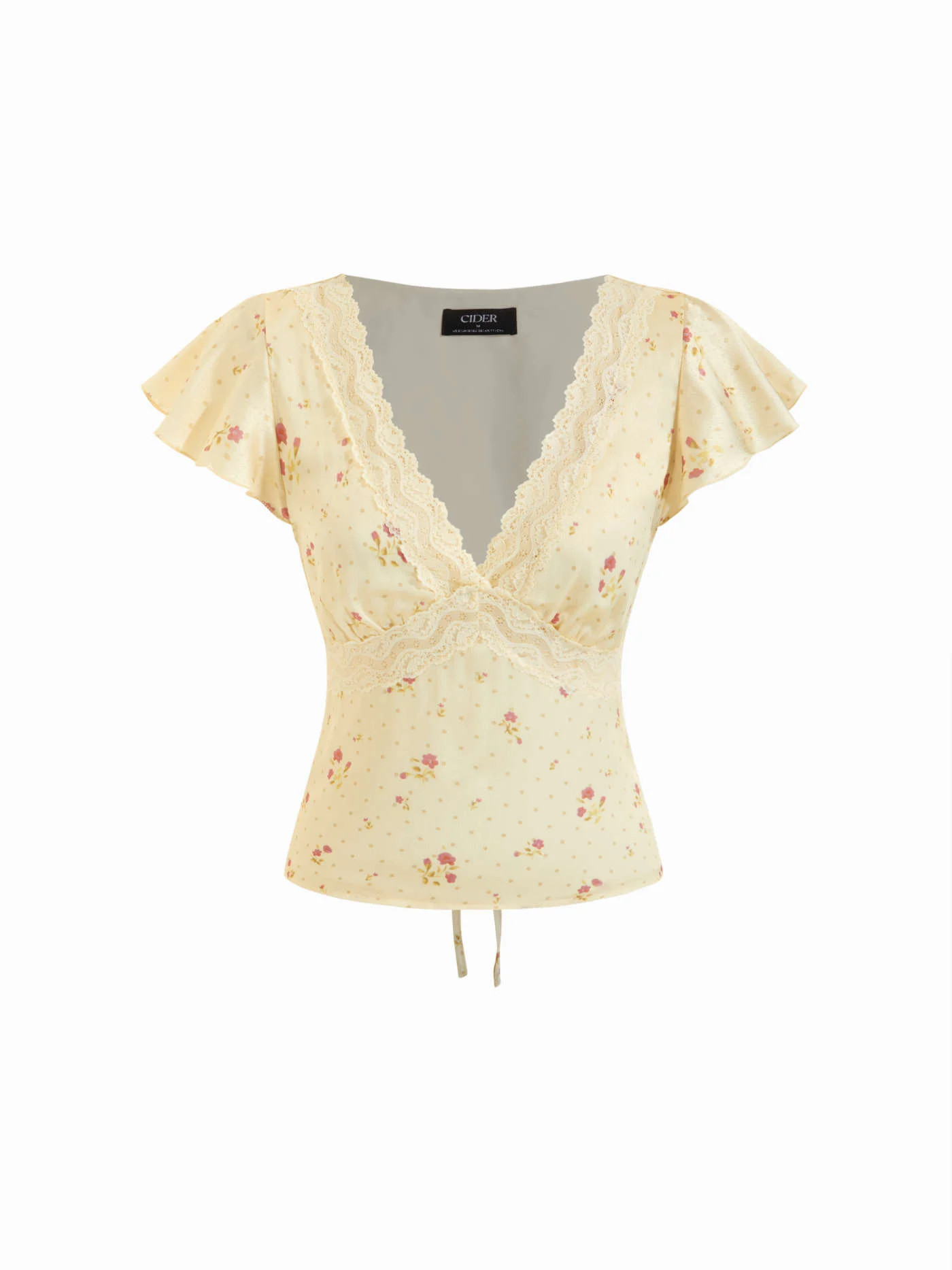 Satin Floral V-neck Ruffle Sleeve Flared Mini Dress CA$51.00 | Cider