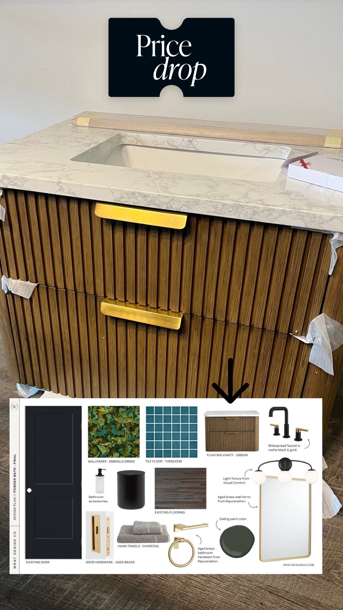 My interior design client just snapped me a pic of the floating vanity we purchased for their powder bath remodel from @Wayfair and it’s stunning! Shown is the aged oak with fluted detail and brushed bronze hardware. The best part? It’s on major sale and super affordable. 🙌🏼 Also, so is the light fixture we used!

#LTKHome #LTKSaleAlert