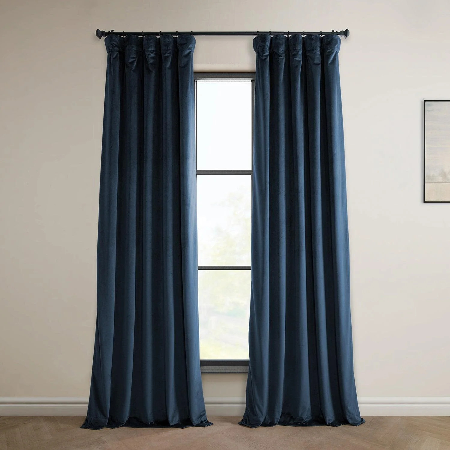 Eternal Blue Heritage Plush Velvet Room Darkening Curtain | Half Price Drapes