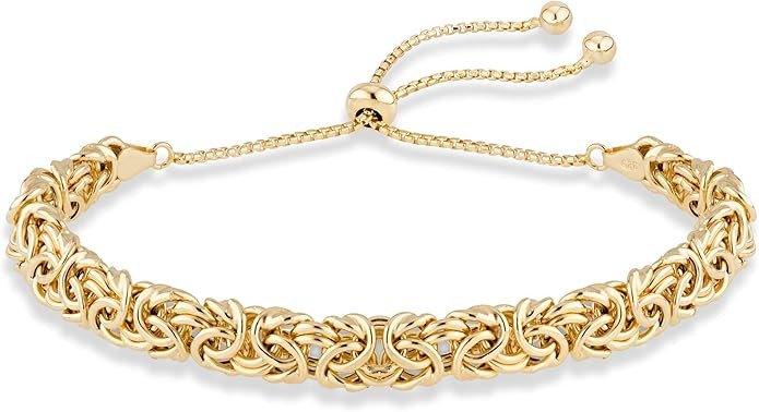 MiaBella 925 Sterling Silver Italian Byzantine Bolo Bracelet for Women, Adjustable Bracelet Handm... | Amazon (US)