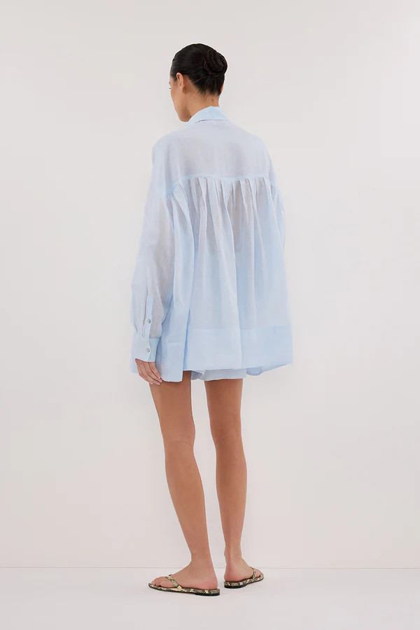 KAI CORNFLOWER OVERSIZED RAMIE LONG SLEEVE SHIRT | DISSH