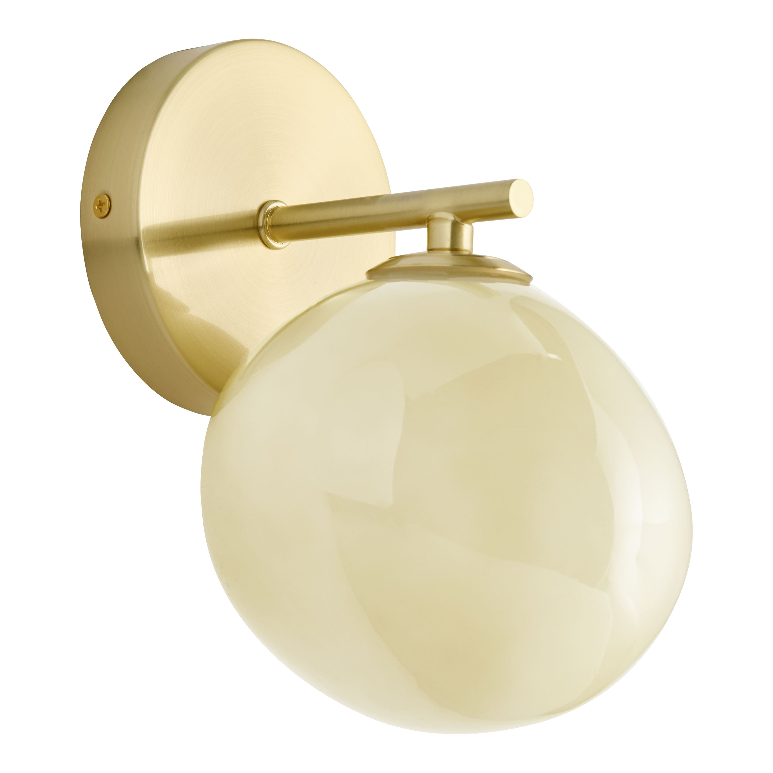 Orla Cream Blown Glass Orb and Brass LED Wall Sconce | World Market