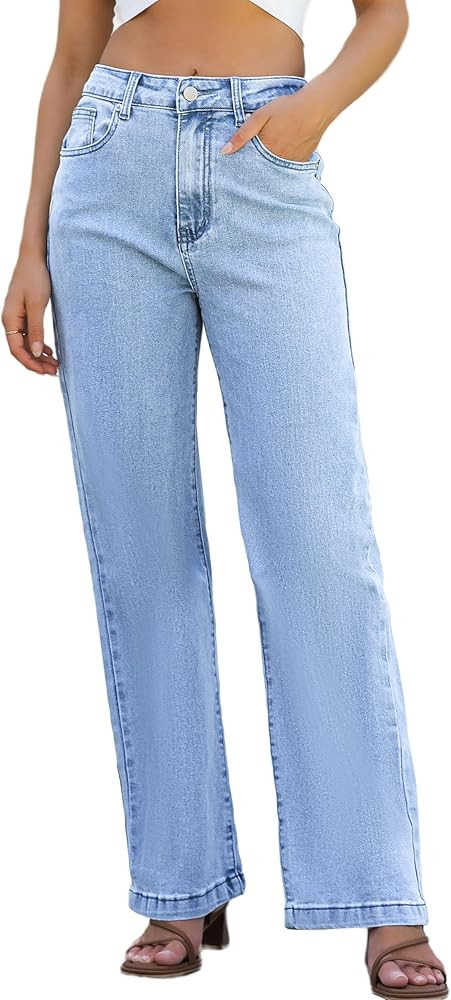 Womens Jeans Hig Waisted Straight Leg Loose Stretchy Lightweight Tummy Control Trendy Jeans for W... | Amazon (US)