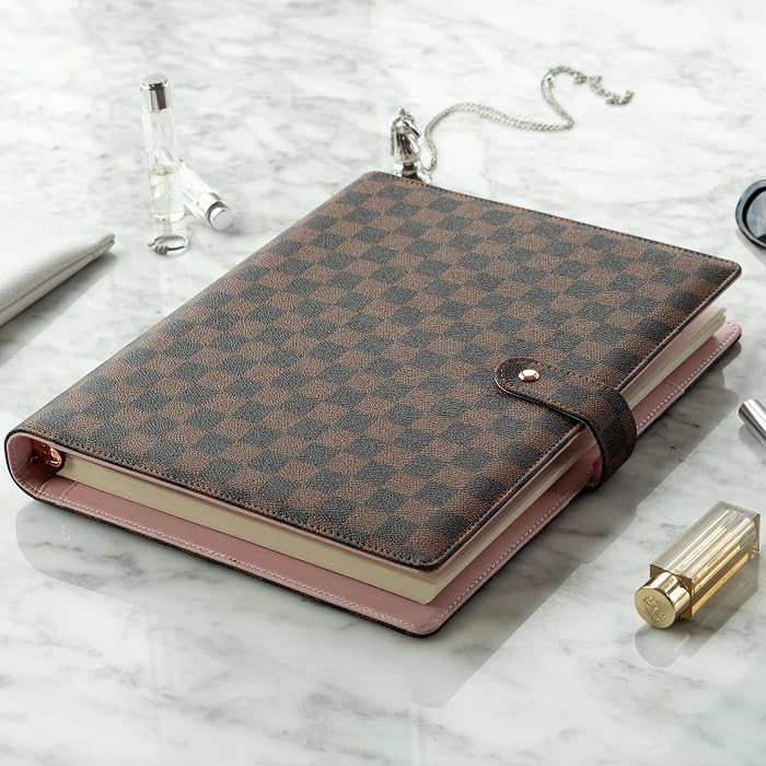 Daily Ritmo Letter Checkered PU Leather 1 inch Round 3 Ring Binder with 8.5 x 11 Inch 100 Pages L... | Amazon (US)