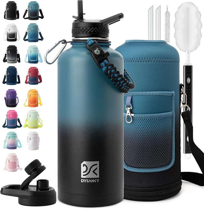 Insulated Water Bottle | Thickened Stainless Steel for Gym and Hiking with Straw, Carrier Bag, Ha... | Amazon (US)