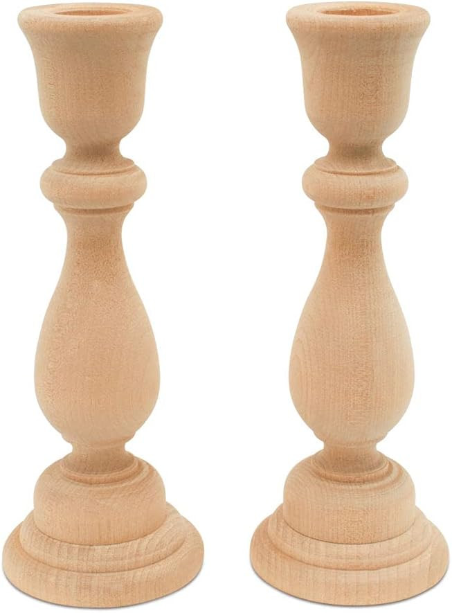 6-3/4 Inch Unfinished Candlesticks Holders, Pack of 2 Unfinished Wood Classic Craft Candlesticks ... | Amazon (CA)