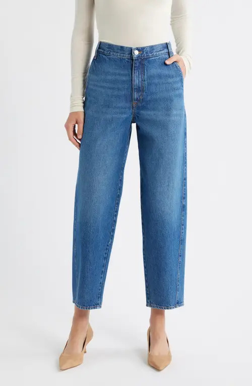 FRAME The Candle High Waist Barrel Jeans in Swan at Nordstrom, Size 26 | Nordstrom