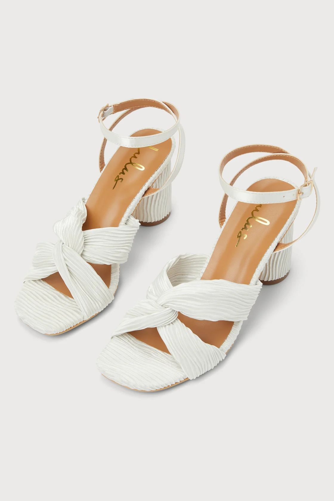Doroknot Ivory Knotted Pleated High Heel Sandals | Lulus