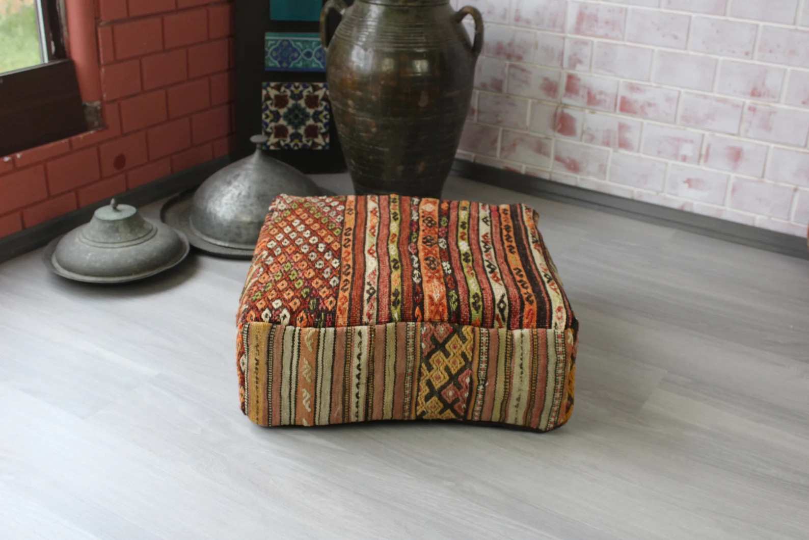 Jijim Kilim Pouf, Ethnic Kilim Pouf, Bohemian Kilim Pouf, Handwoven Pouf Cover, Vintage Decorativ... | Etsy (US)