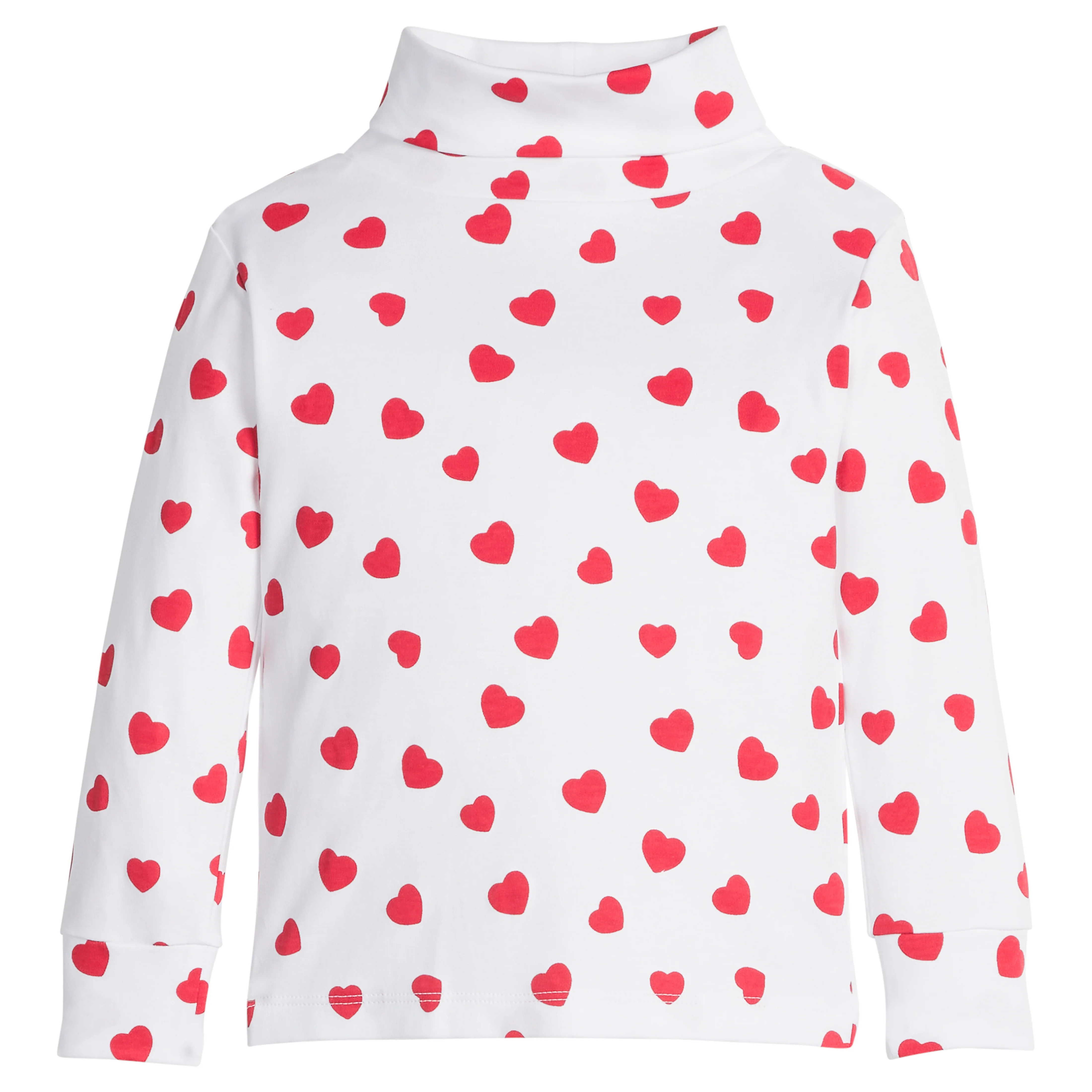 Little English Printed Turtleneck - Red Hearts | JoJo Mommy