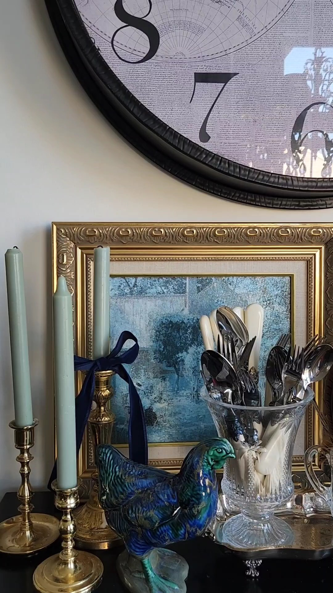 Vintage blue & white sideboard decor for the breakfast room.Blue and White Decor. Rooster. Collected Home. Vintage. Home Decor. 

#LTKHome