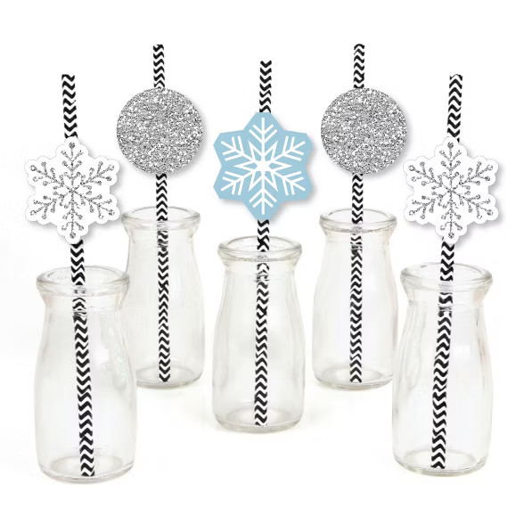 Big Dot of Happiness Winter Wonderland Paper Straw Decor - Snowflake Holiday Party and Winter Wed... | Target