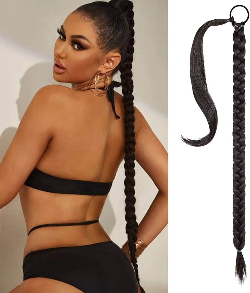 SEIKEA Long DIY Braided Ponytail Extension with Hair Tie Straight Wrap Around Hair Extensions Pon... | Amazon (US)