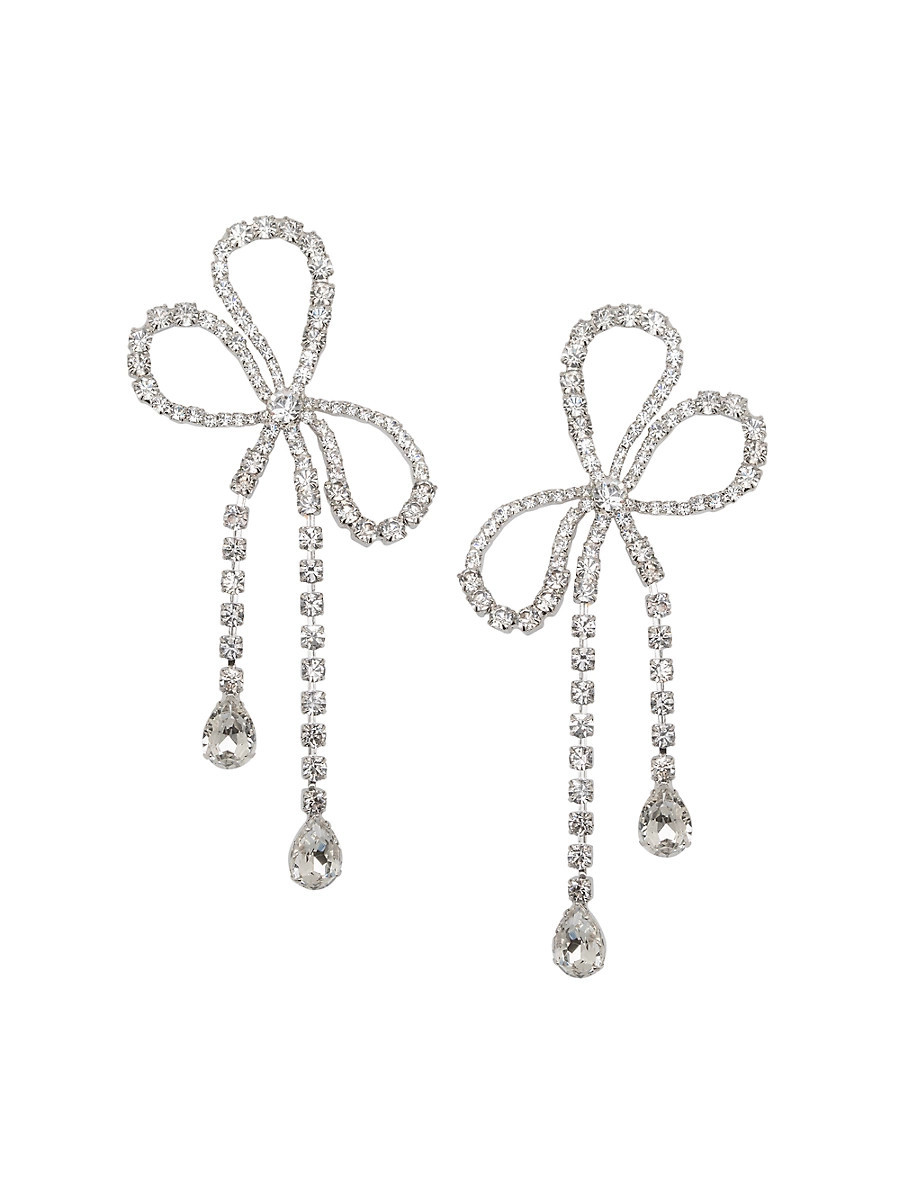 Women's Evelyn Rhodium-Plated & Crystal Earrings - Crystal | Saks Fifth Avenue