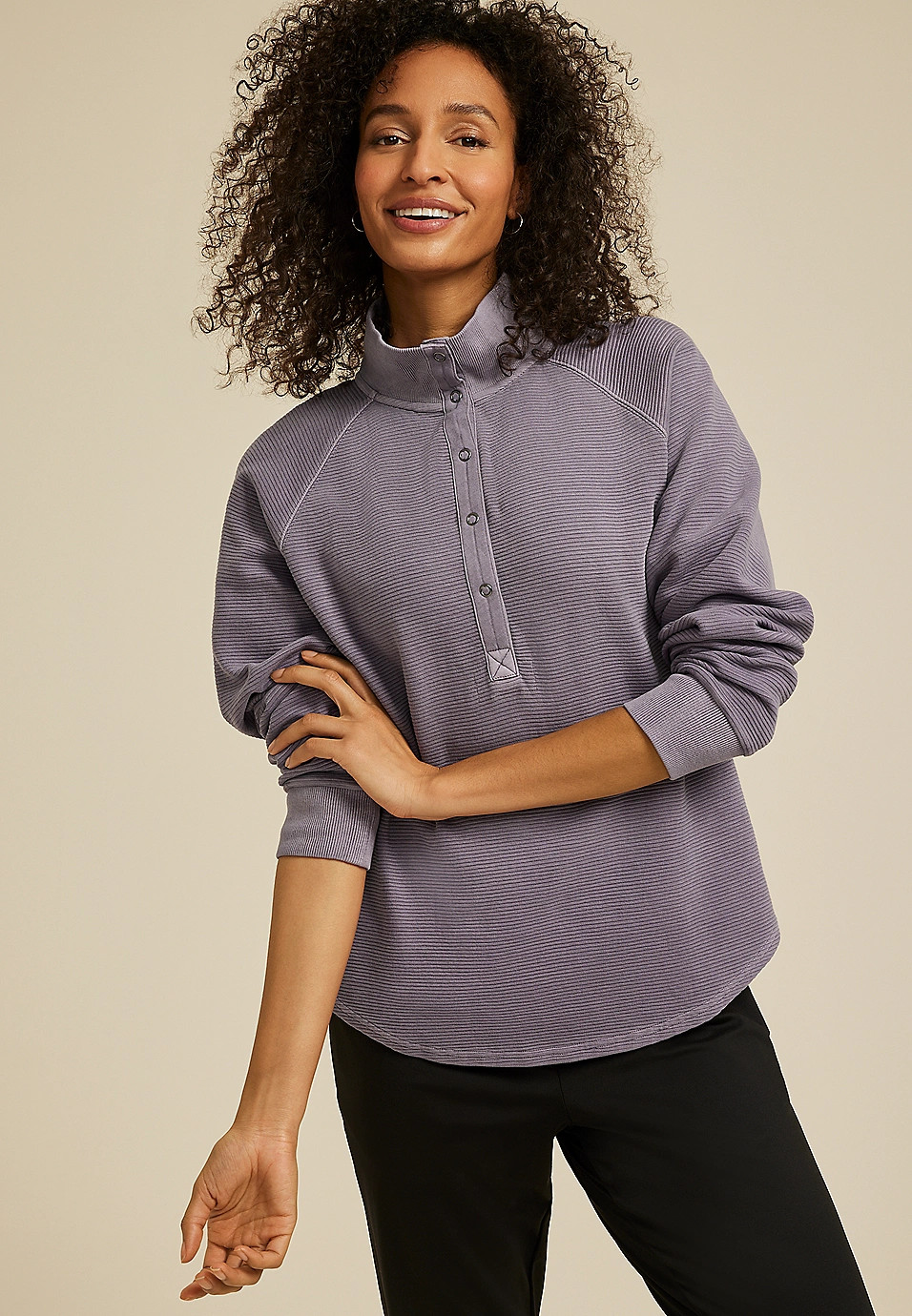 Ottoman Snap Button Sweatshirt | Maurices