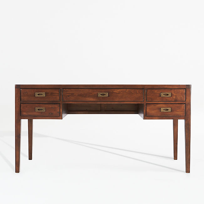 Morris 60" Chocolate Brown Desk + Reviews | Crate & Barrel | Crate & Barrel
