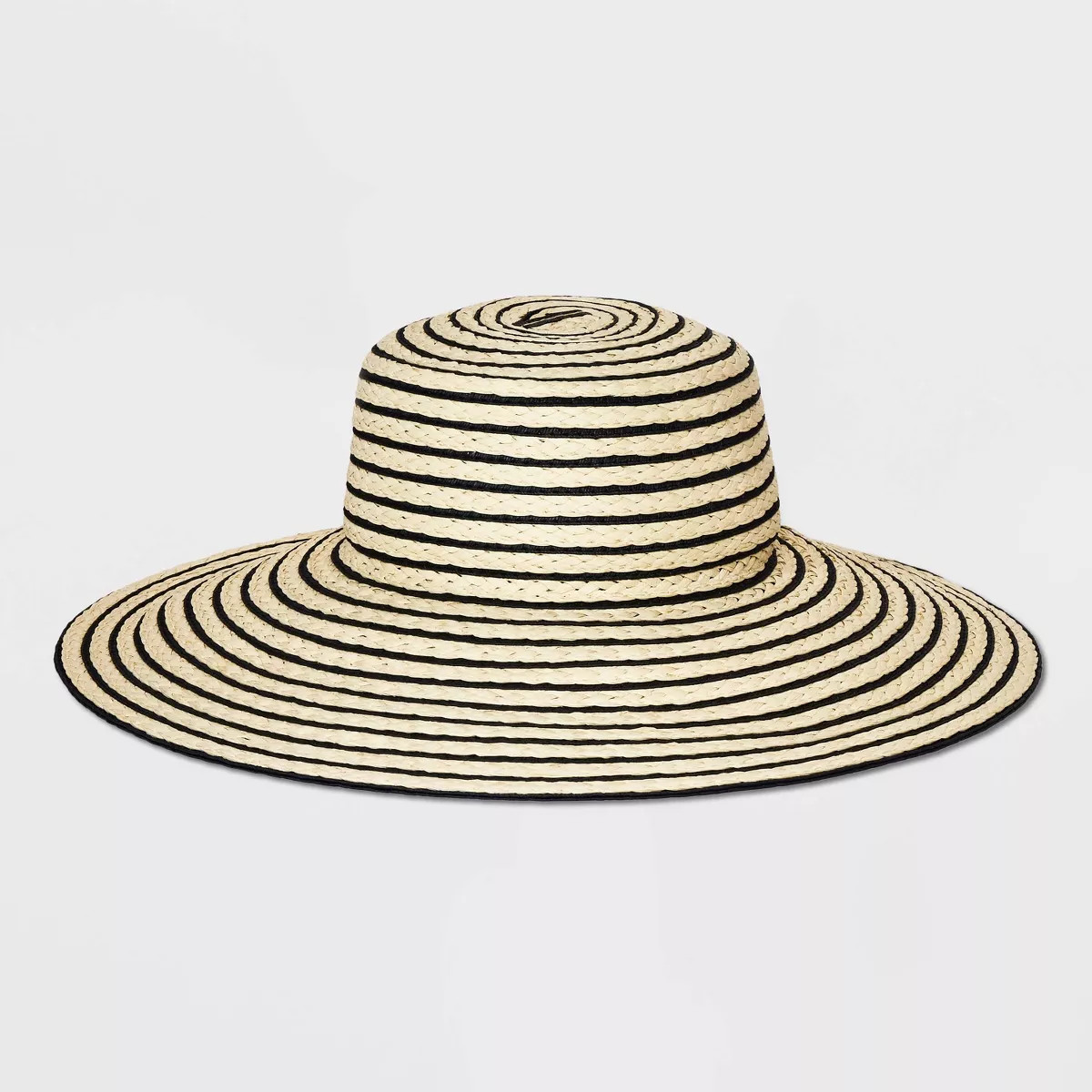 Striped Straw Down Brim Hat - A New Day™ Natural/Black | Target