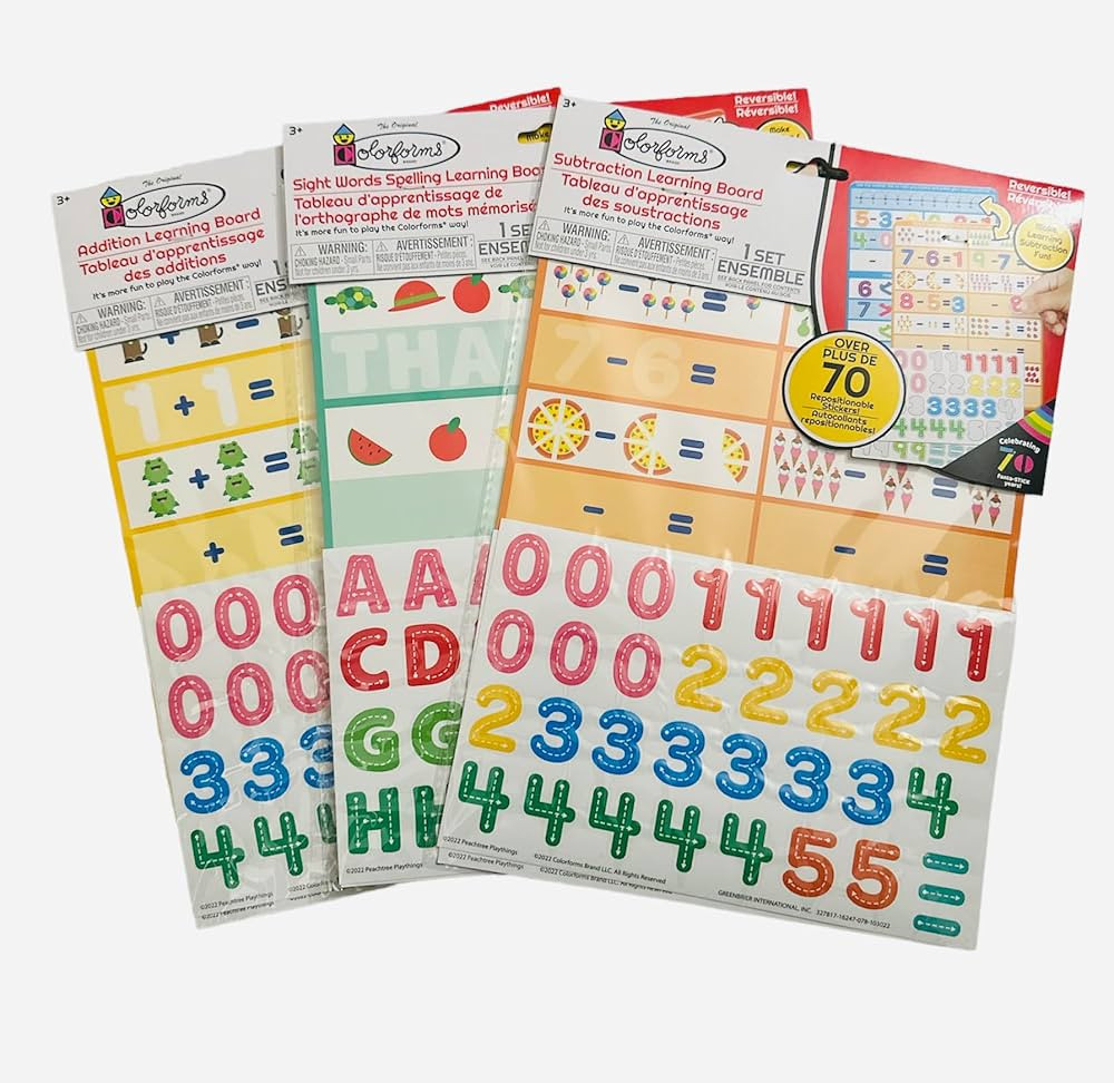 Colorforms Learning Boards, Set of 3 Learning Boards; Subtraction, Addition, Sight Words and Spel... | Amazon (US)