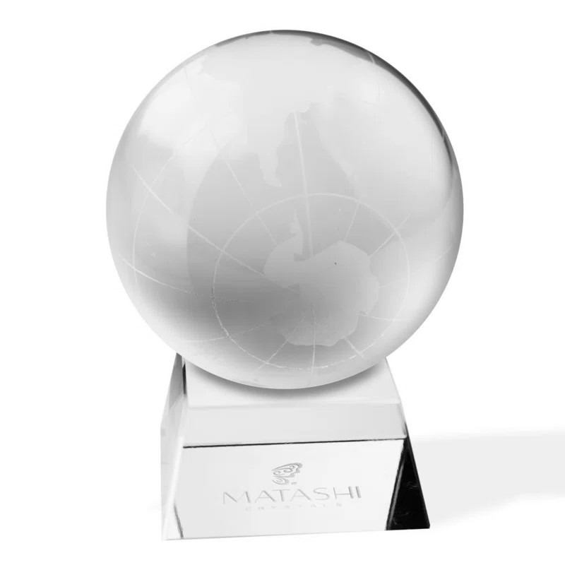 Crystal Etched Globe Ornament and Trapezoid Base Paper Weight | Wayfair North America
