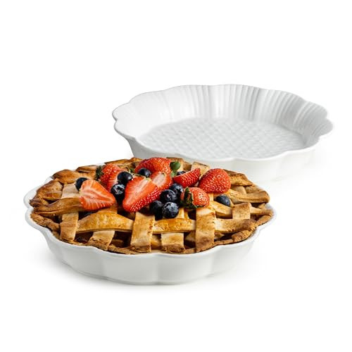 Cormomu Pie Pan for Baking 9 Inch, Ceramic Pie Dish, Non-Stick Round Baking Dish, Porcelain Plates with Ruffled Edge| Microwave, Dishwasher, and Oven Safe (2PCS) | Amazon (US)