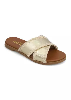 Big Girls Ferne Metallic Crossband Slide Sandals | Belk