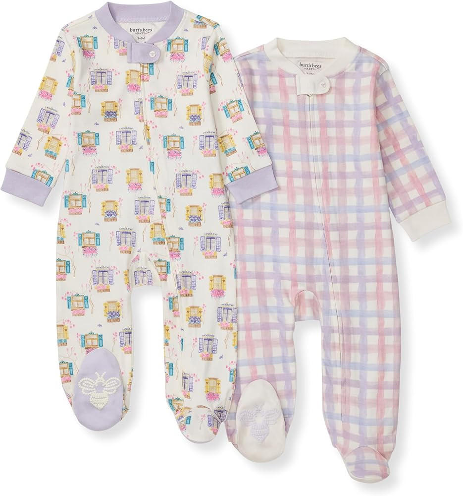 Burt's Bees Baby Girls Footed One-Piece Pajamas, Sleep and Play Loose Fit, 100% Organic Cotton, S... | Amazon (US)