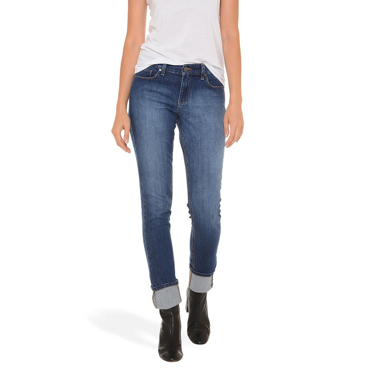Slim Boyfriend - Monroe - Medium/Dark Blue | Mott & Bow