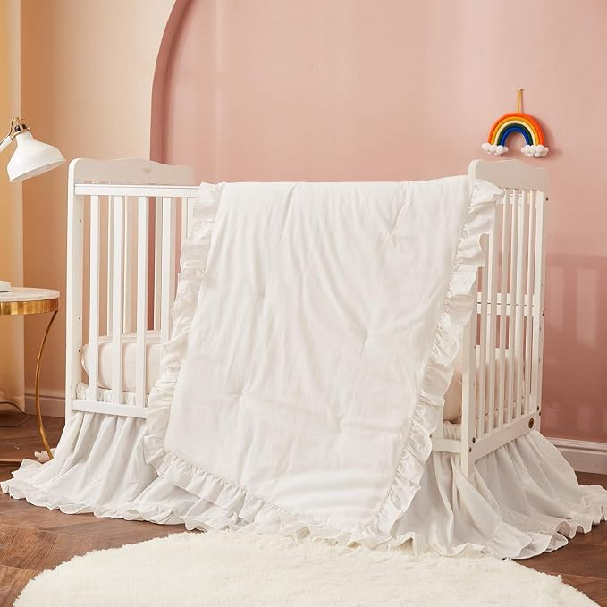 Brandream Farmhouse Crib Bedding Sets for Girls and Boys | 3 Piece Nursery Set White| Baby Comfor... | Amazon (US)