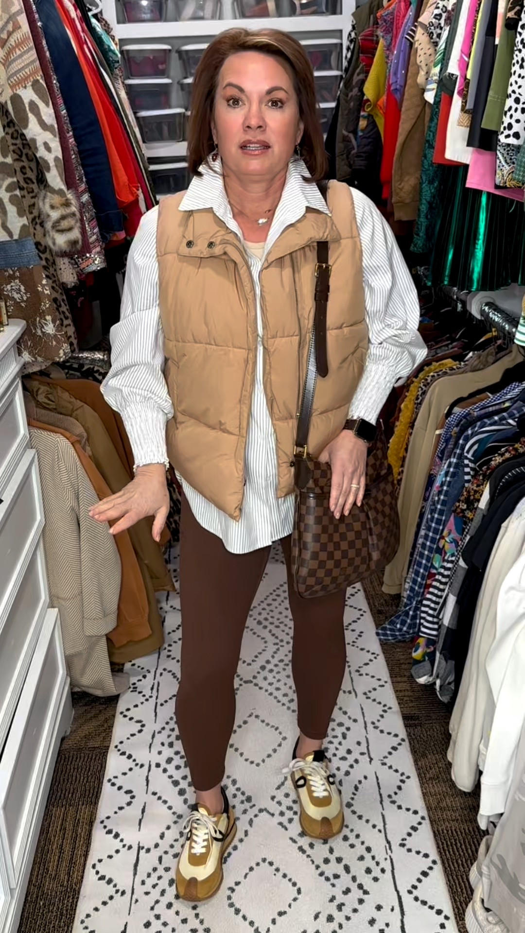 Same outfit, two different vibes 🤎

This classic fall look starts with a crisp button-down layered under a neutral puffer vest — then I styled it two ways. Leggings keep it casual and comfortable, while wide-leg pants instantly elevate the outfit and feel more current this season.

If you’ve been curious about making the switch, this is an easy way to try the wide-leg trend without sacrificing comfort.

fall outfit women, wide leg pants outfit women, leggings outfit women, fall layering outfit, neutral fall outfit, puffer vest outfit women, button down shirt women, casual chic fall outfit, everyday fall outfit women, amazon fall outfit, amazon fashion women, fall outfit over 40, fall outfit over 50, mom fall outfit, teacher fall outfit, comfortable fall outfit women, casual work outfit fall, classic fall outfit women, modern fall style women, wide leg pants women, leggings styling women, neutral outfit women

#LTKActive #LTKFindsUnder50 #LTKgrwm