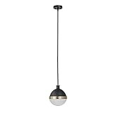 Globe Electric 65773 Bari 1-Light Pendant, Black, Matte Finish, Brass Accents, Half Opal Glass Shade | Amazon (US)