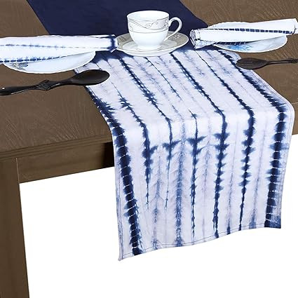 Shibori Fabric Indigo Blue Dye Boho Table Runner - Indian Cotton Tablecloth Decoration for Party,... | Amazon (US)