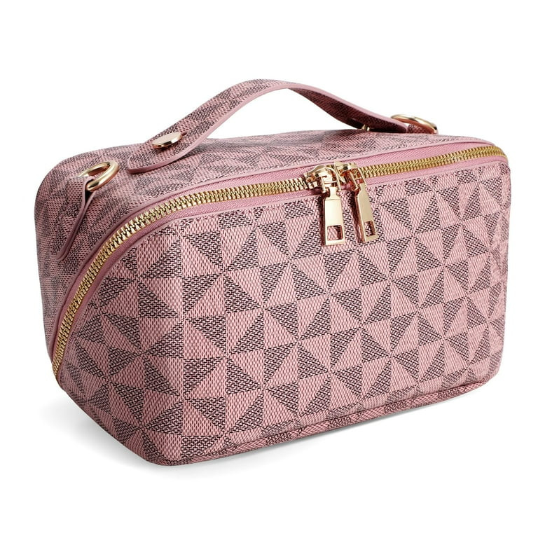 SUOSDEY 2 in 1 Crossbody Makeup Bag,Large Capacity Luxury Leather Cosmetic Bag for Travel | Walmart (US)