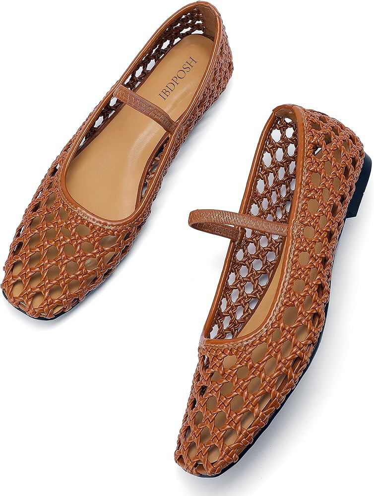 Woven Ballet Flats Shoes for Women with Strap Charming Comfortable Casual Elegance Flat Mary Jane... | Amazon (US)