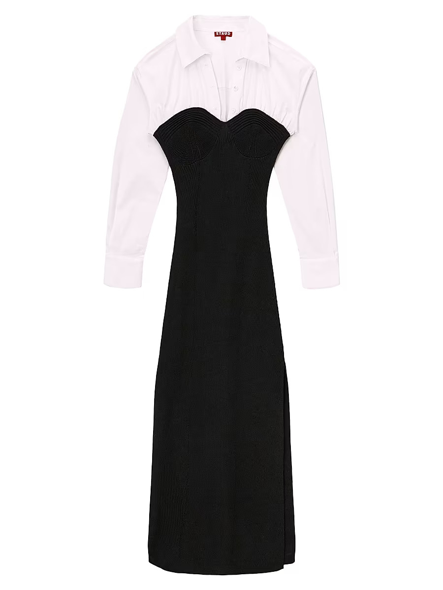 Women's Hazel Layered Mixed-Media Dress - Black White - Size XS | Saks Fifth Avenue