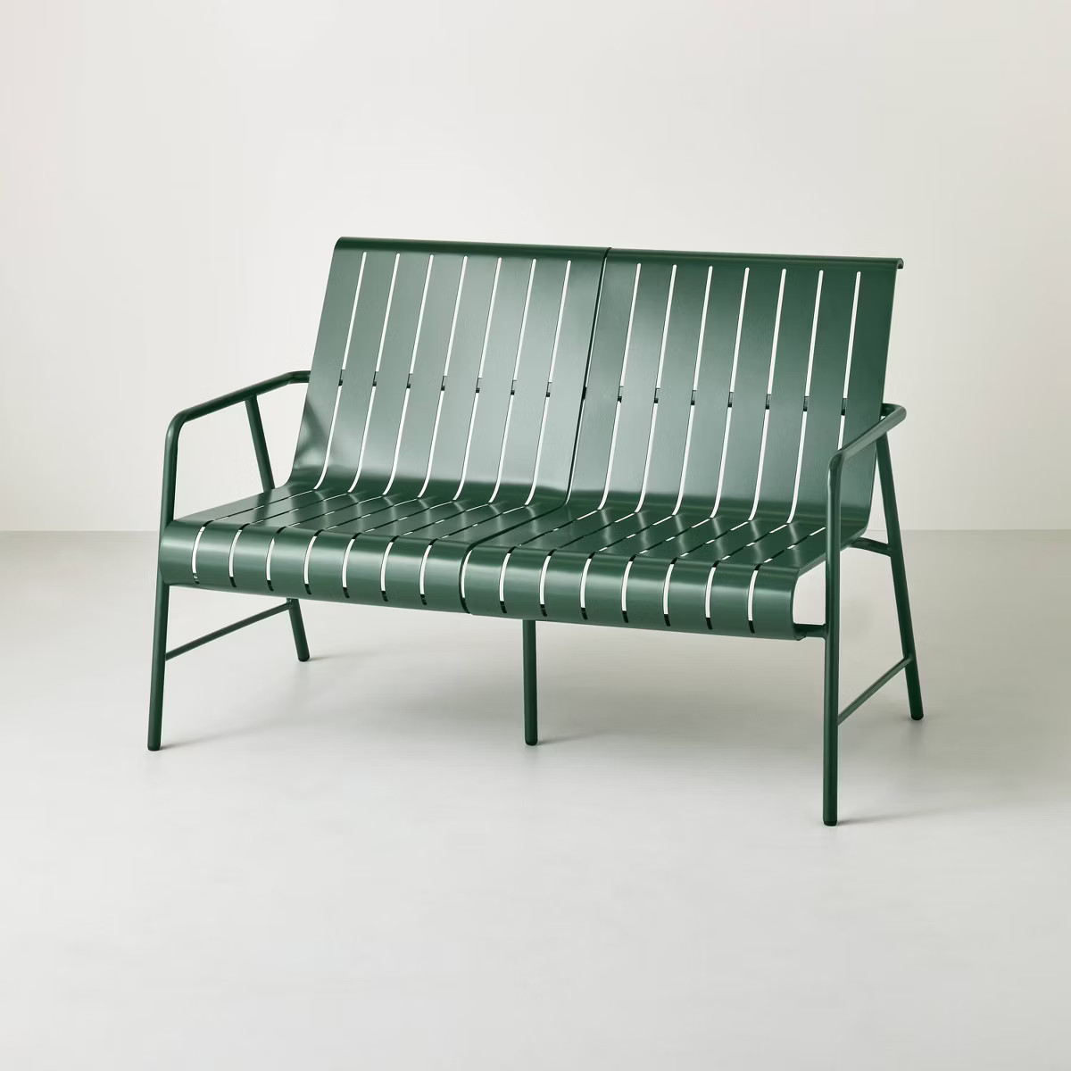Slat Metal Outdoor Patio Loveseat - Green - Hearth & Hand™ with Magnolia | Target
