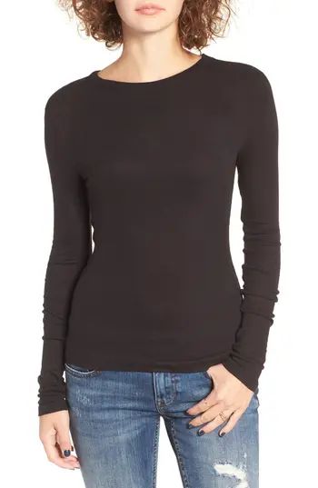 Women's Bp. Ribbed Long Sleeve Tee, Size XX-Large - Black | Nordstrom