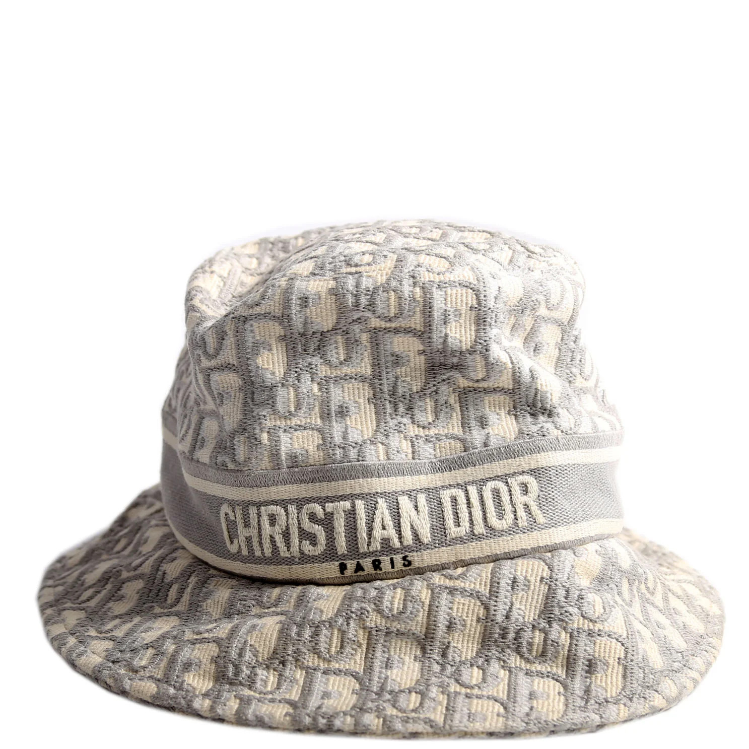 Oblique Bucket Hat Size 56 Grey/Beige | Keeks Designer Handbags