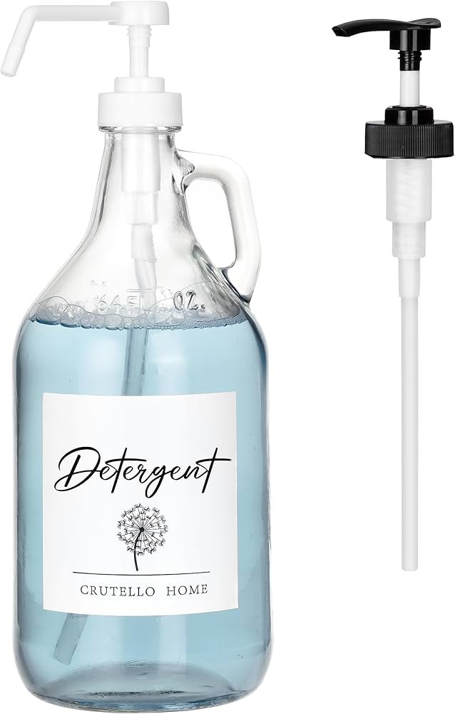 Crutello 64 OZ Glass Laundry Detergent Dispenser for Laundry Detergent, Bleach, Syrup Pump Dispen... | Amazon (US)