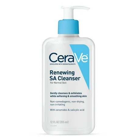 CeraVe Renewing SA Cleanser Salicylic Acid Foaming Gel Face Wash For Smooth Skin 12 fl oz | Walmart (US)