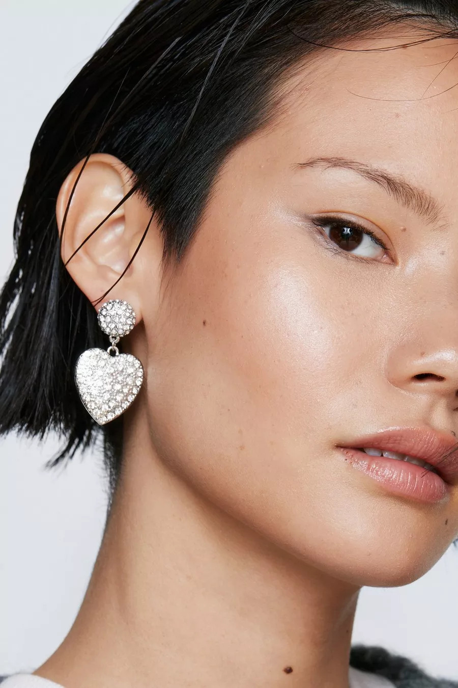 Diamante Heart Drop Earrings | Nasty Gal (US)