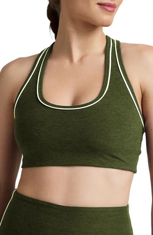 Beyond Yoga Space Dye Racerback Sports Bra in Army Green Heather at Nordstrom, Size X-Large | Nordstrom